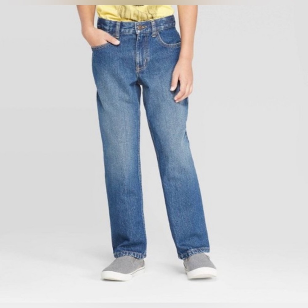 Cat & Jack Relaxed Straight Adjustable Waist Boys Jeans Husky Size 14